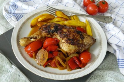 Запеченные куриные ножки на маринованных овощах: идеальное блюдо для ужина